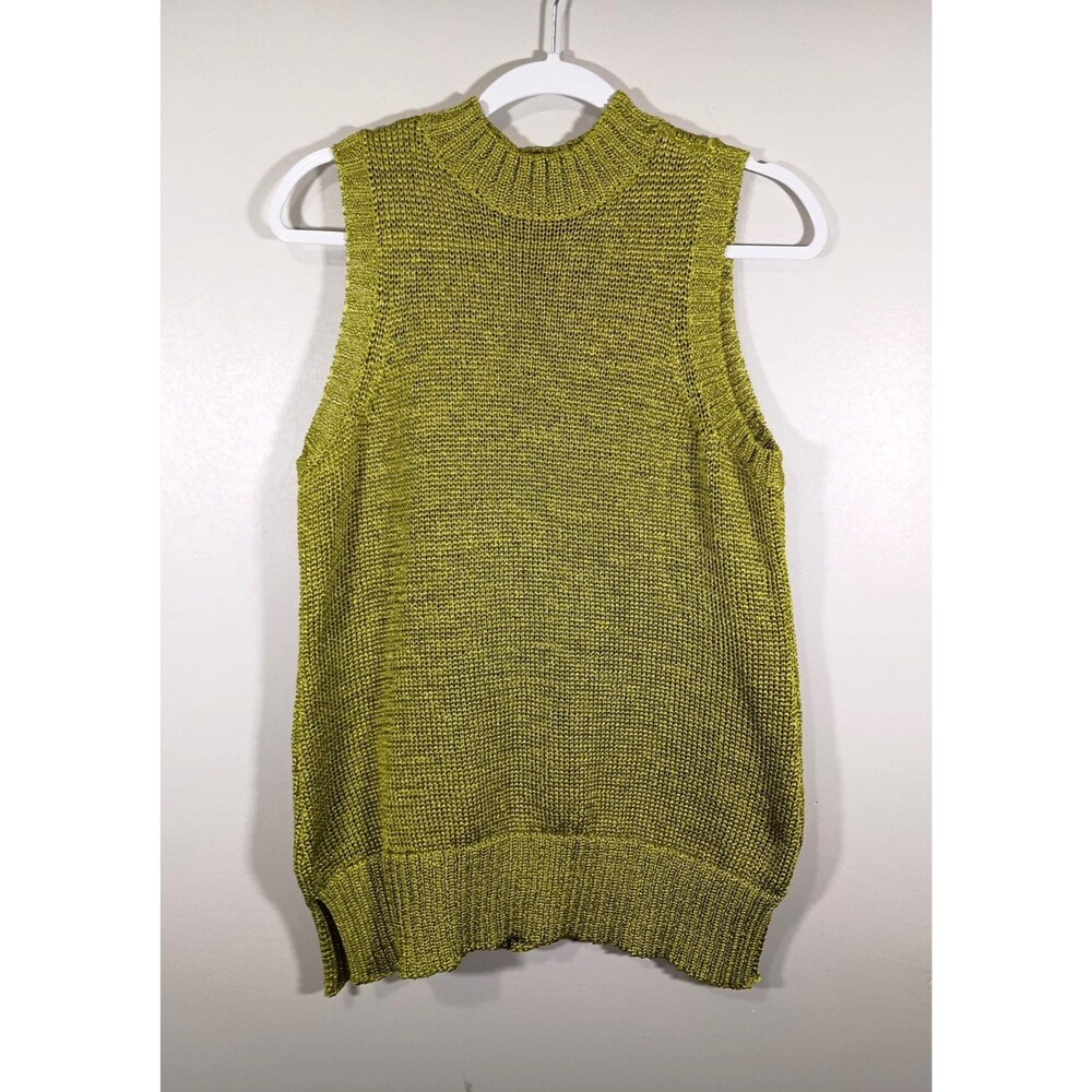 Chico's Olive Sleeveless Mock Neck Knit Sweater